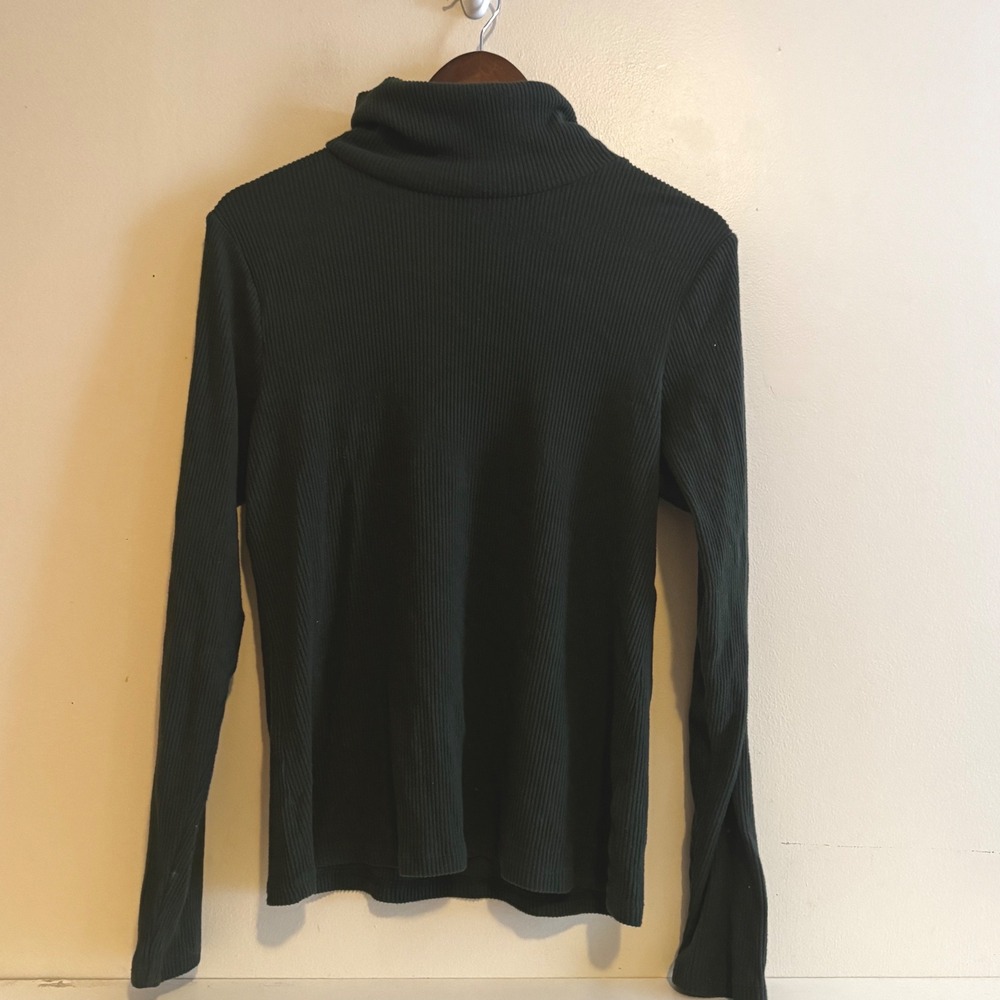 Old Navy Women's XL Dark Green Ribbed Turtleneck Long Sleeve Basics Fall Winter